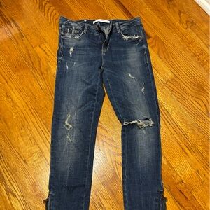 Zara Men's Midnight Blue Ripped Skinny Jeans